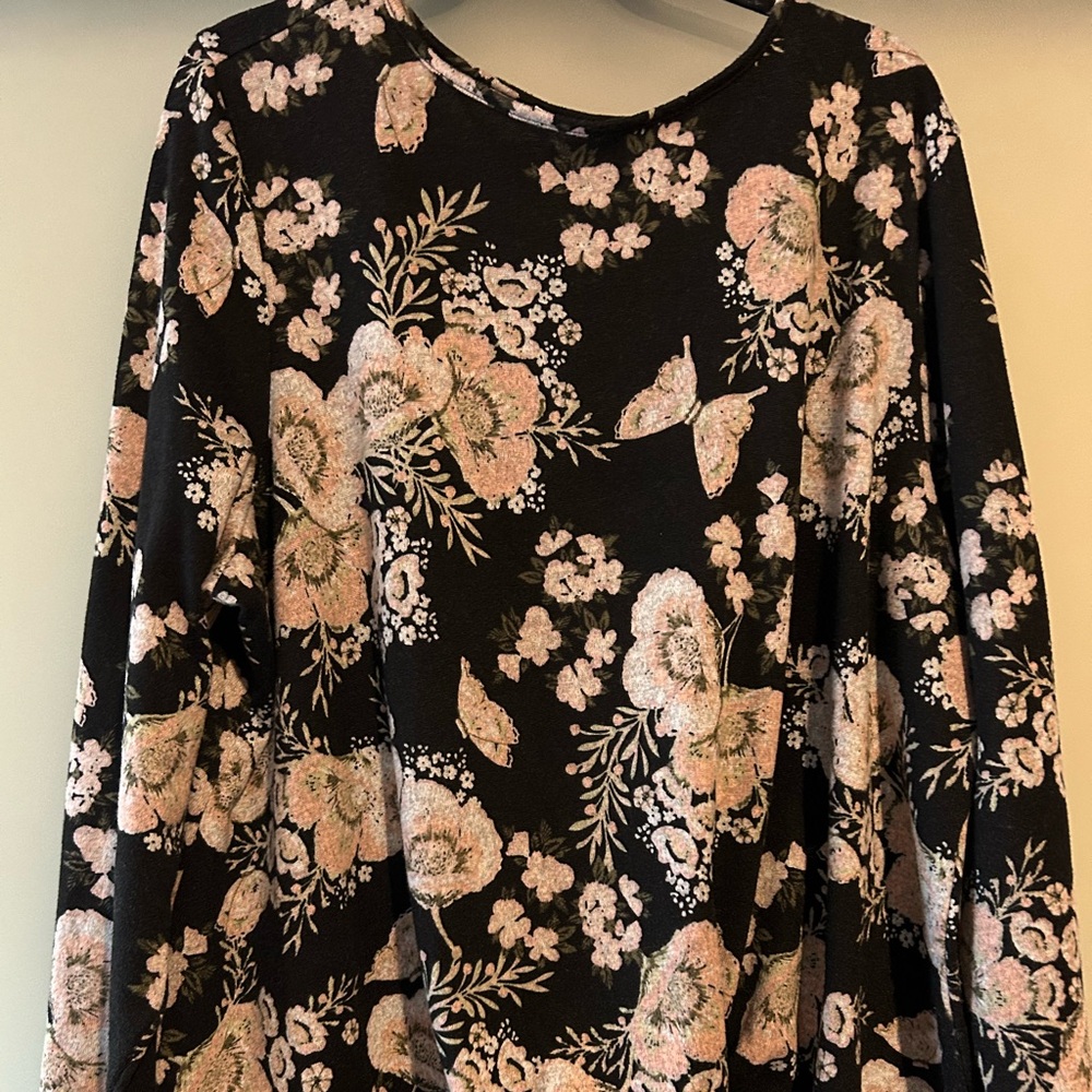 Westbound Black and Pink Floral Top